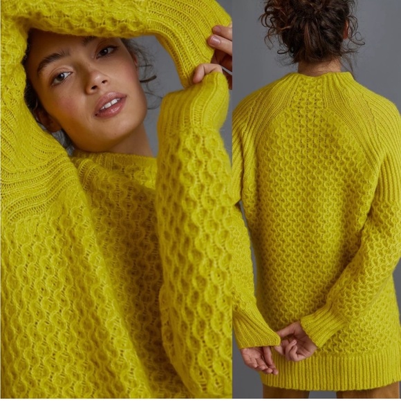 Anthropologie Sweaters - Anthropologie oversized alpaca textured knit mock neck sweater